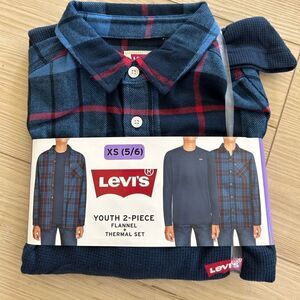 Levi's Youth Flannel & Thermal Top Set, NWT, Size XSmall (5/6) navy blue